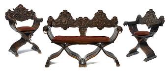 The decorative italian styles lagged somewhat behind the architecture, and gothic details persisted more or less until the true classic revival of the 16th century. Bonhams A Suite Of Italian Renaissance Revival Carved Walnut Seat Furniture Of Savonarola Form