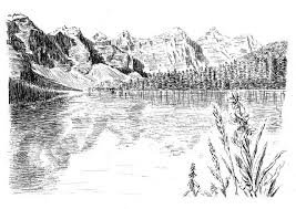 Lake And Mountains Dark Art Illustrations Landscape Drawings Landscape