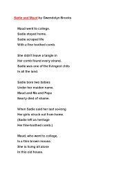 Sadie And Maud By Gwendolyn Brooks Life Lessons Poetry Life
