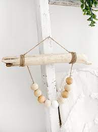 Beach Driftwood Boho Wallhanging Coastal Home Decor Wood Etsy Wooden Bead Garland Wood Bead Garland Wooden Beads