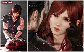 Cissnei: Zack... ป Zack:Hmm? Zack: Hmm? 限 2 Cissnei: What are  Cissnei:Whatarew...realy we... really?