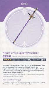 Лучший билд для кэйа в genshin impact❄️. Kitain Cross Spear Genshin Impact Polearm Genshin Db