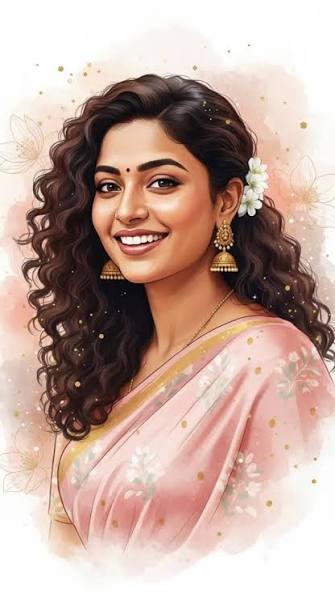 Blush Watercolor Ethnic Portrait Illustration