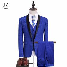 Costume mariage parigi bleu roi avec gilet · costume_mariage_johann_parigi_bleu_roi_1. Jz Chef 3 Pieces Costumes Chale Revers Hommes Costume Bleu Royal Smokings Marie Costume De Mariage Imprime Slim Fit Partie Blazers Un Bouton Grande Taille Aliexpress