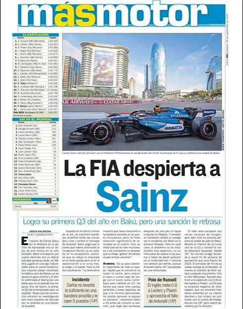 Señor de los Medios 🕵🏻 on X: "📰🗞️ “La FIA despierta a Sainz”. ✍🏽 @ASJesusBalseiro | Diario As." / X