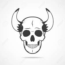 Probably a relic of a satanic cult or a cult devoted to the great god pan. Black Human Skull With Big Horns Simple Skull Icon Vector Illustration Royalty Free Cliparts Vectors And Stock Illustration Image 68355946