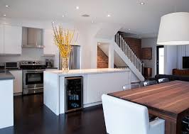 Save yourself the time and effort of finding the perfect bar stools to pair with your kitchen island design and opt for a kitchen island. Glass Front Mini Fridge Contemporary Kitchen Benjamin Moore Cloud White Designer Friend