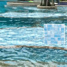 Bán Buôn Sứ Nước Ripple Mosaic Tile 300X300 Tráng Men Aqua Blue Gạch Mosaic  Hồ Bơi Gạch