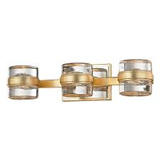 Chrome bathroom vanity lights : Troy Lighting B5683 Gold Leaf Polished Chrome Accents Splash 3 Light 18 1 4 Wide Led Bathroom Vanity Light With Glass Shades Lightingshowplace Com