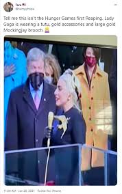 On wednesday january 20th, lady gaga performed the national anthem at the inauguration ceremony of president joe biden and vice gaga's powerful stance, gloved hands and golden brooch felt reminiscent of the announcement scenes from the hunger games movies according to. F3 Uqypmy80dvm