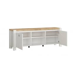 Entspannung pur mit diesem stilvollen möbel: Deviso Tv Schrank Hifi Schrank Lowboard Weiss Eiche Westminster 230 95