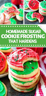 Homemade Sugar Cookie Frosting That Hardens Homemade Sugar Cookies Perfect Sugar Cookies Christmas Cookies Easy