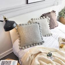 Nordic Knitted Pompom Cushion Cover Kirlent Ikea Mobilya Bohem Dekor