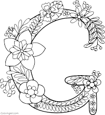 Letter G With Flower Patterns Coloring Page Coloringall Set holi flat icons in indian style. letter g with flower patterns coloring