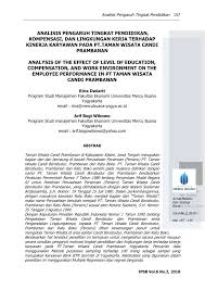 Pdf Analisis Pengaruh Tingkat Pendidikan Kompensasi Dan Lingkungan Kerja Terhadap Kinerja Karyawan Pada Pt Taman Wisata Candi Prambanan