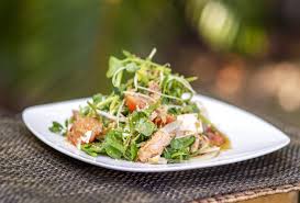 A quick, delicious and nutritious way of serving up canned salmon. Salmon Tofu Watercress Salad Foodland