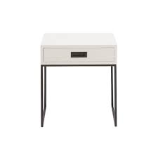 Litton Lane White Single Drawer Side Table 85457 The Home Depot End Tables With Drawers White End Tables End Tables