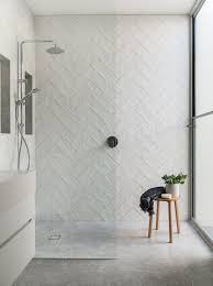 Gorgeous Step In Shower With Handmade Fire Clay Subway Tile Laid In A Herringbone Pattern Mel Subway Tile Showers Bathroom Interior Design Bathroom Interior