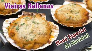 Vieiras Rellenas Al Horno Receta Facil Para Menu De Navidad Vieiras Rellenas De Merluza Y Gambas Youtube