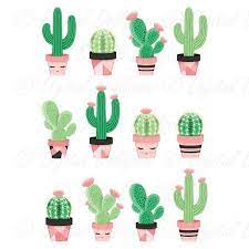 Visit lifewithmayra.com for free printable planner stickers! Cute Cactus Clipart Potted Clip Art Desert Cactus Printable Images Cacti Graphics Set Cactus Clipart Cactus Drawing Cactus Art