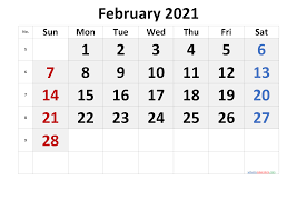 We offer downloadable.pdf files that are simple to print on almost any printer and fit the standard 8 ½ x 11 inch sheet of paper. Free Printable February 2021 Calendar With Week Numbers Free Printable 2021 Monthly Calendar With Holidays