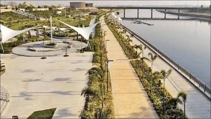 Modern riverside boulevards in Gomti Nagar, AI generated