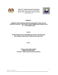Pengambilan tanah 1960 dan jalan penyelesaiannya tanah. Pdf Akta Pengambilan Tanah 1960 Cecifia Tan Academia Edu