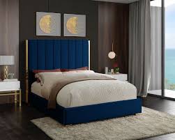becca navy full size bed becca meridian furniture full size beds in 2021 blue bedroom decor blue and gold bedroom contemporary bedroom