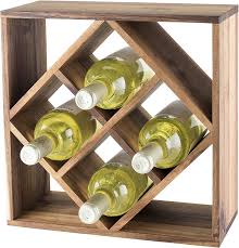 Flips over to become a wine rack with useable note: Amazon Com Twine Country Home Wood Wine Rack Freestanding Classic Style Wine Bottle Storage Stained Acacia Wood Holds 8 Bottles Of Wine Or Liquor 13 X 13 X 5 8 Set Of 1 Kitchen