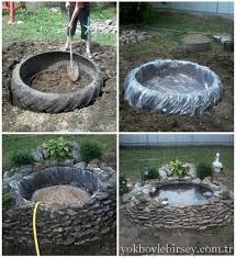 Lastikten Kucuk Bir Havuz Yapimi Bahce Tasarim Fikirleri Bahce Fikirleri On Bahce Duzenlemesi