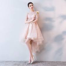 Pink Appliques Front Back Long Tail Banquet Prom Dresses Short Sleeve Formal Party Gown Elegant Plus Size Vestido D Prom Dresses Prom Dresses Short Party Gowns