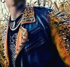 Customize Zombies Motorbike Real Leather Zippered Handmade Spiked Studded Jacket In 2020 Studded Jacket Leather Zipper Studded Leather Jacket
