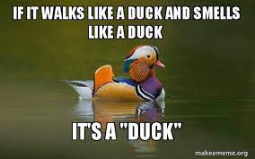 If It Walks Like A Duck And Smells Like A Duck It S A Duck Fashionable Advice Mallard Make A Meme