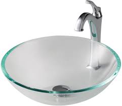 tempered glass sink, solid brass faucet