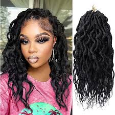 Amazon.com : Hahoness Goddess Wavy Locs Crochet Hair 16 Inch 1 Pack Ombre  Burgundy Pre Looped Curly Soft Faux Locs Dreadlock Synthetic Ombre Braiding  Hair Extensions For Black Women(16 Inch-1 Pack,OT1B/BUG) :