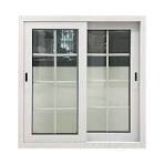 White color aluminum frame double glass window with grill design