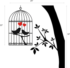 Love Birds In A Cage Tree Limb Removable Matte Finish Graphics Art 29 00 Via Etsy Bird Silhouette Bird Nest Painting Vintage Bird Cage