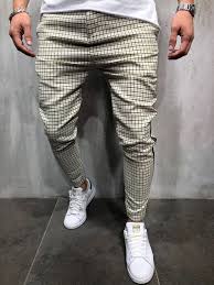 Black And White Checkered Shorts Men S Men Casual Checkered Side Stripe Short Ankle Trousers Pants Khaki 3889 Fash Stop Mens Pants Casual Stylish Mens Fashion Mens Fashion Casual
