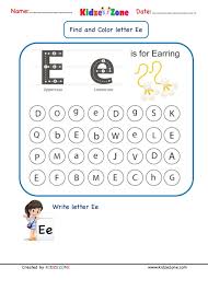 kindergarten letter e worksheets find and color kidzezone