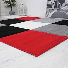 Roter teppich läufer eventteppich abriebfest weiches polyester anpassende größe. Teppich Kariert In Rot Schwarz Weiss Vimoda Homestyle