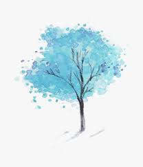 Peminat air, masa untuk mengambil cat dan kertas! Ftestickers Watercolor Tree Blue Lukisan Cat Air Sederhana Hd Png Download Kindpng