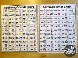 Word Family Rimes Chart Word Families Beginning Sounds
