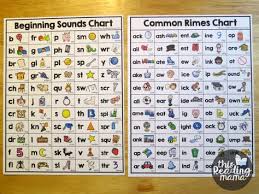 word family rimes chart word families beginning sounds