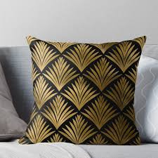 Black And Gold Art Deco Cushions Luxurious Black And Gold Art Deco Elegant Pattern Throw Pillow By Dec02 Art Deco Pattern Art Deco Wall Art Gold Art