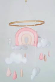 Clouds Baby Mobile Rainbow Crib Mobile Baby Girl Ceiling Etsy Video Video In 2020 Baby Mobile Girl Rainbow Crib Baby Nursery Rainbow