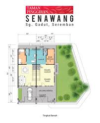Pelan lantai ini adalah pelan lantai sebuah town house yang mempunyai tiga tingkat iaitu ground floor, first floor dan second floor. Taman Pinggiran Senawang Rumah Teres 2 Tingkat 22 X70 Mega 3 Housing