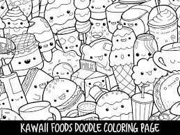 Lemurs are building a sand castle. Foods Doodle Coloring Page Printable Cute Kawaii Coloring Etsy