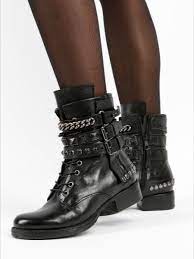 rockige schwarze stiefelette stiefeletten damen boots stiefeletten damen