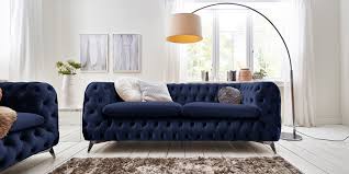 The chesterfield sofa company is one of the uk's leading. Designer Chesterfield Sofa Samt Stoff Dunkelblau Emma 3 Sitzer Moebella24