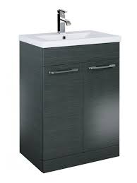 This is a superb contemporary designed hand crafted beautiful solid oak slimline bathroom vanity unit with a single useful two door cupboard with a height adjustable central shelf. Paola Grey Paola 60cm Vanity Unit 2 Door Grey And Basin